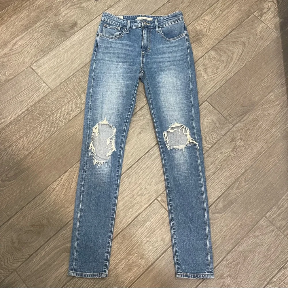 Levi 721 High Rise Ripped Skinny Jeans - Picture 1 of 6